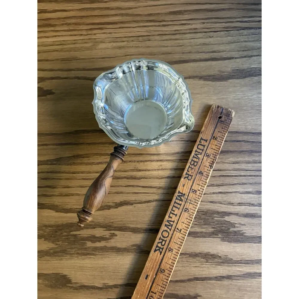 Vintage Gorham Wood Handled Silverplate Sauce Server Silver Plated Serving Dish